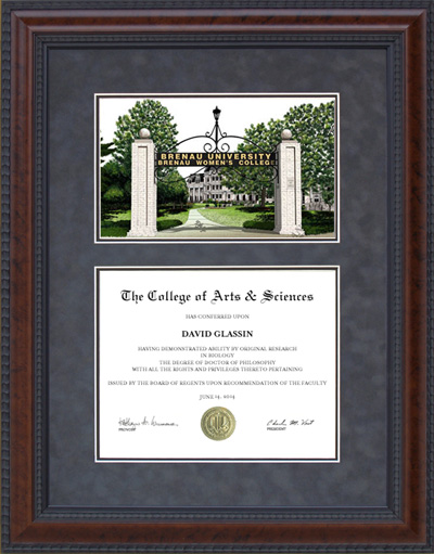 Brenau University Diploma Frame with Campus Lithograph