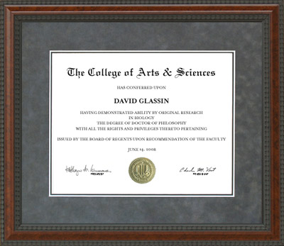 Grey Suede College Diploma Frame