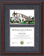 Diploma Frame with Santa Clara University (SCU) Campus Lithograph
