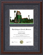 San Jose State (SJSU) Diploma Frame with Campus Lithograph