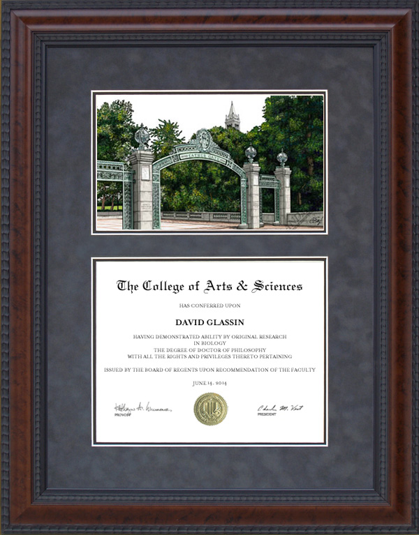 Diploma Frame with Licensed UC Berkeley Campus Lithograph Wordyisms