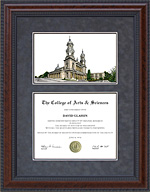 Diploma Frame with University of San Francisco (USF) Campus Lithograph