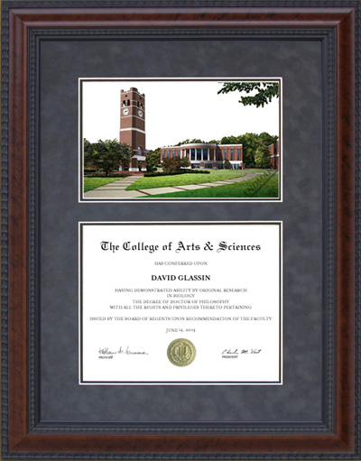 Western Carolina University (WCU) Diploma Frame with Campus Lithograph