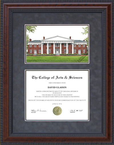 Centre College Diploma Frame with Campus Lithograph