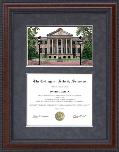 College of Charleston (C of C) Diploma Frame with Campus Lithograph