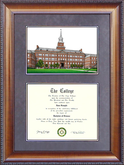 University of Cincinnati (UC) Diploma Frame with Campus Lithograph