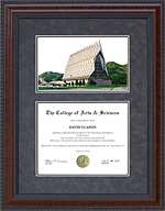 Diploma Frame with US Air Force Academy (USAF) Campus Lithograph