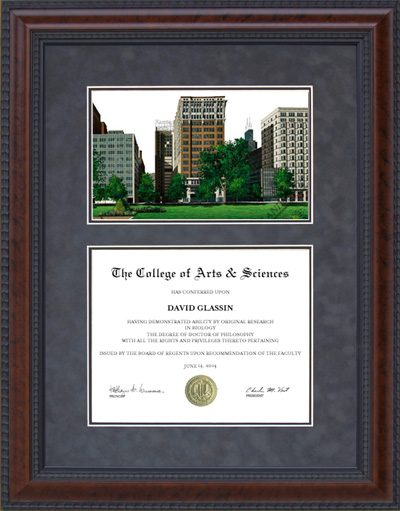 Columbia College Diploma Frame with Campus Lithograph