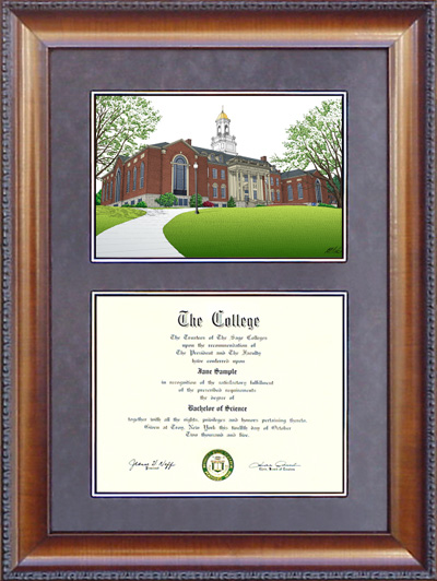 University of Connecticut (UConn) Diploma Frame with Campus Lithograph