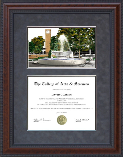 Fresno State Diploma Frame with Campus Lithograph