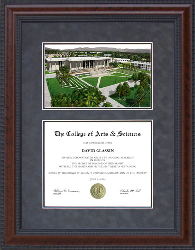 Cal State Northridge (CSUN) Diploma Frame with Campus Lithograph