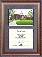 University of Connecticut (UConn) Diploma Frame with Campus Lithograph