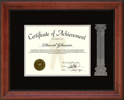 Suede Mat Certificate Frame with Etched Column