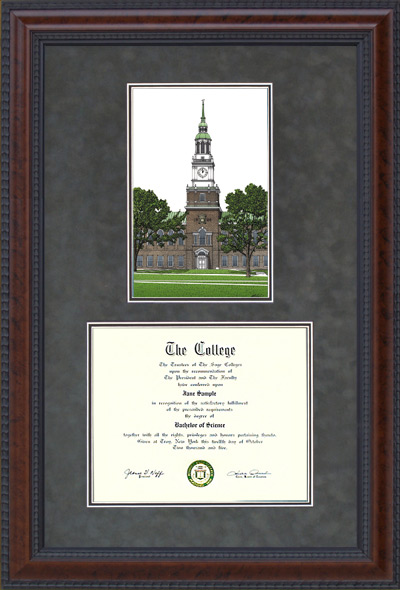 Dartmouth Diploma Frame with Campus Lithograph