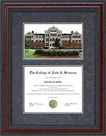 Catholic University of America (CUA) Diploma Frame with Campus Lithograph