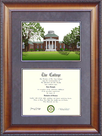 University of Delaware (UD) Diploma Frame with Campus Lithograph