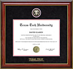 Texas Tech Diploma Frame with Red Accents