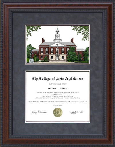 Eastern Kentucky University (EKU) Diploma Frame with Campus Lithograph