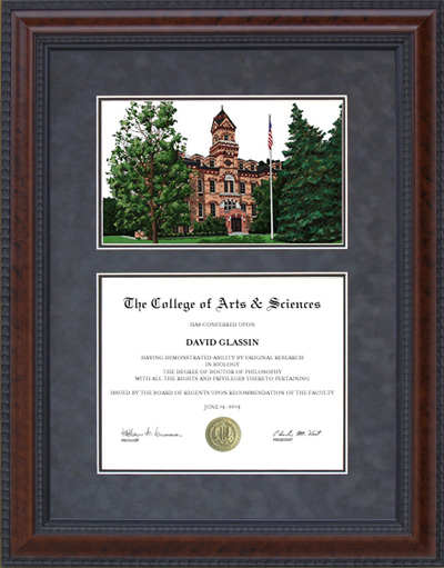 Elmhurst College Diploma Frame with Campus Lithograph