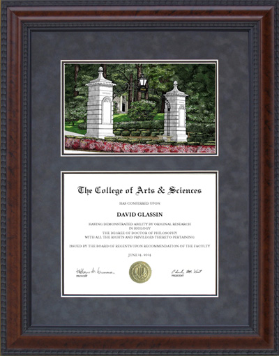Diploma Frame with Licensed Emory University Campus Lithograph