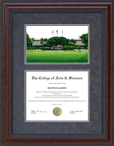 Florida Atlantic University (FAU) Diploma Frame with Campus Lithograph