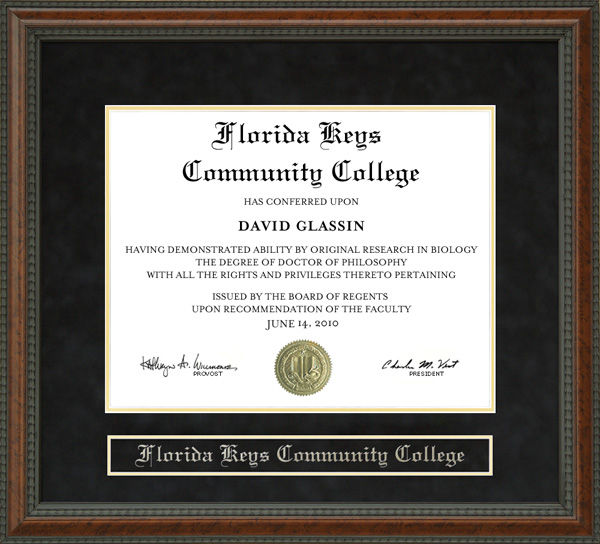 Florida Keys Community College FKCC Diploma Frame Wordyisms