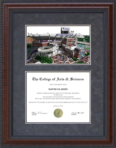 University of Florida (UF) Diploma Frame with Campus Lithograph