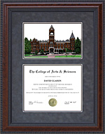 Agnes Scott College (ASC) Document Frame with Campus Lithograph