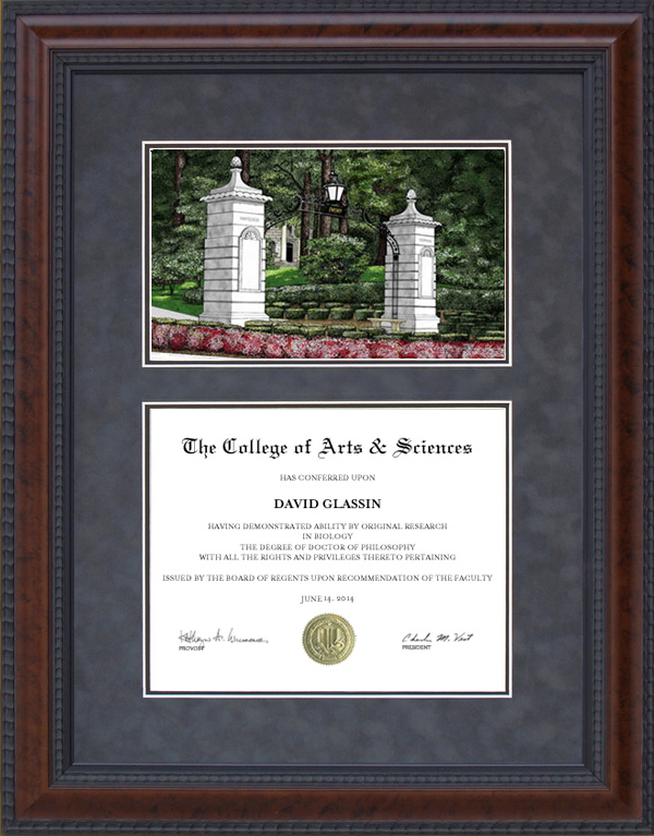 Diploma Frame with Licensed Emory University Campus Lithograph Wordyisms