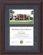 Mercer University Document Frame with Campus Lithograph