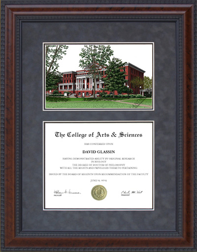 Georgia College and State (GCSU) Document Frame with Campus Lithograph