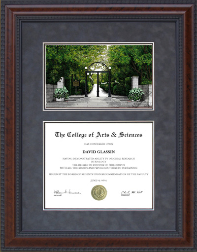 University of Georgia (UGA) Diploma Frame with Campus Lithograph