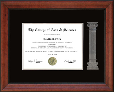 Suede Mat Diploma Frame with Etched Column