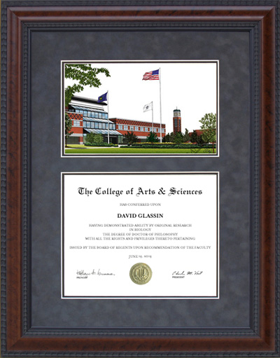 Grand Valley State University (GVSU) Diploma Frame with Campus Lithograph