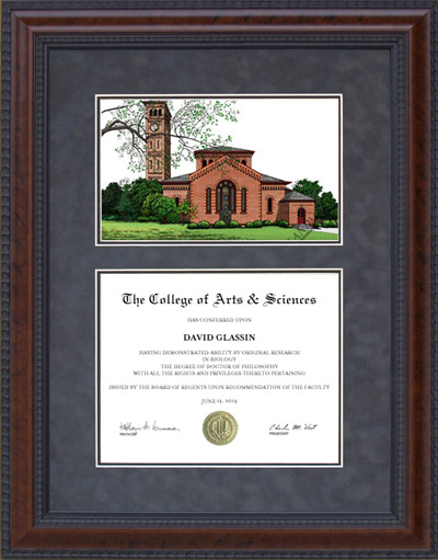 Hampton University Diploma Frame with Campus Lithograph