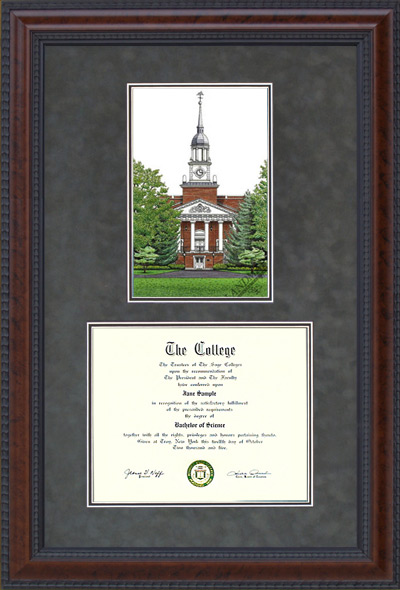 Hanover College Diploma Frame with Campus Lithograph