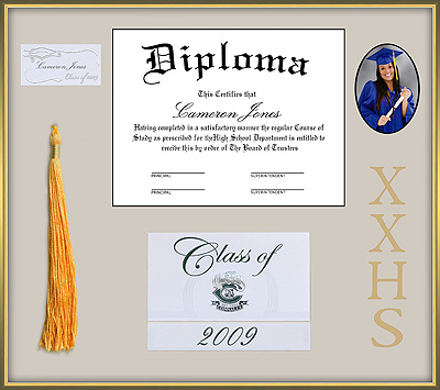 High School Diploma Frame - Gold Shadow Box