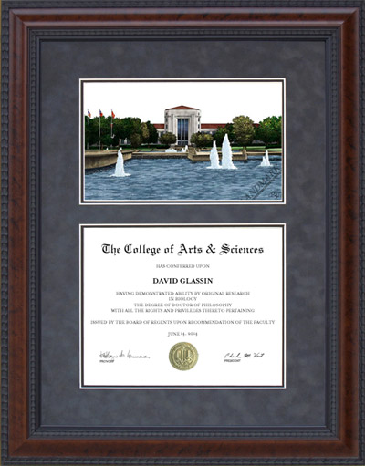 University of Houston (UH) Diploma Frame with Campus Lithograph