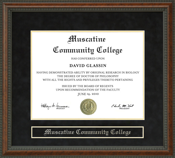 Muscatine Community College. Muscatine Community College Diploma Frame