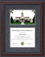 University of Iowa (UI) Diploma Frame with Campus Lithograph
