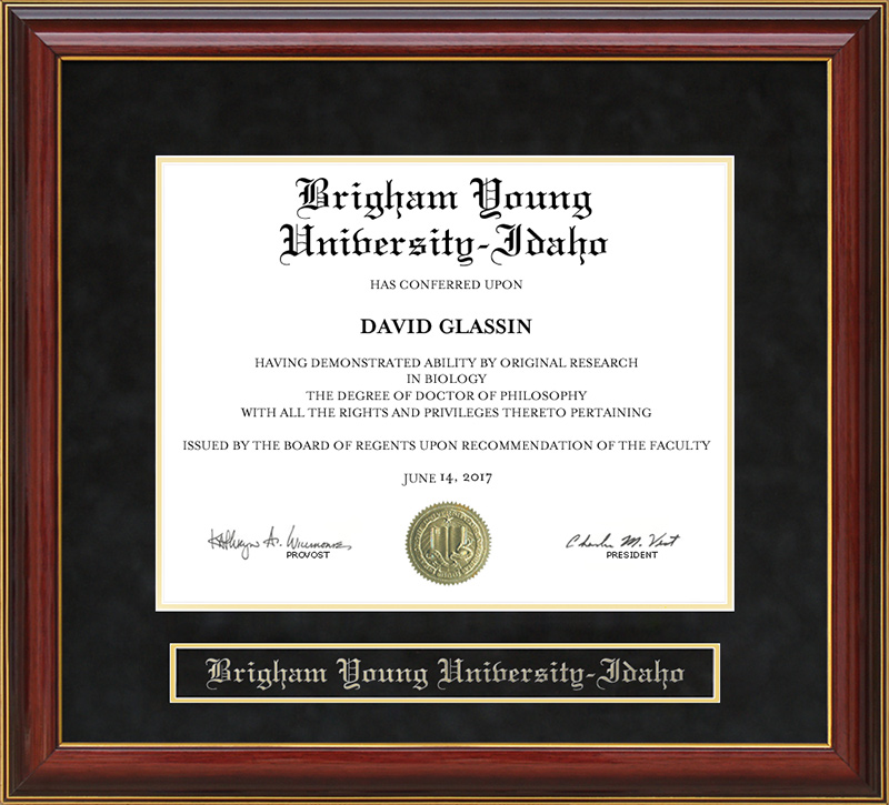 Brigham Young UniversityIdaho (BYUIdaho) Mahogany Diploma Frame