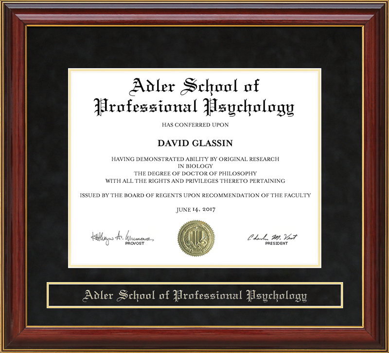 Adler School of Professional Psychology Mahogany Diploma Frame ...