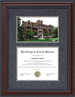 Aurora University (AU) Diploma Frame with Campus Lithograph