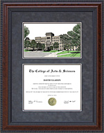 Bradley University Diploma Frame with Campus Lithograph