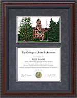Elmhurst College Diploma Frame with Campus Lithograph
