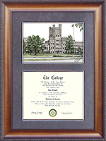Eastern Illinois University (EIU) Diploma Frame with Campus Lithograph