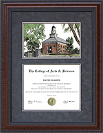 Illinois Wesleyan University (IWU) Diploma Frame with Campus Lithograph