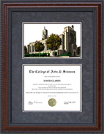 Loyola University Chicago Diploma Frame with Campus Lithograph