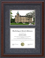 North Central College (NCC) Document Frame with Campus Lithograph