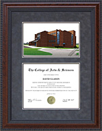 Northeastern Illinois University (NEIU) Document Frame with Campus Lithograph
